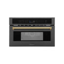 ZLINE Autograph Edition 2-Piece Appliance Package - 30-Inch Single Wall Oven with Self-Clean and 30-inch Built-In Microwave Oven in Black Stainless Steel with Gold Trim