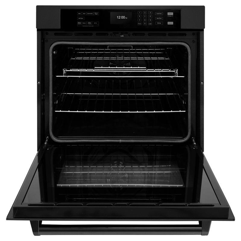 ZLINE 2-Piece Appliance Package - 36-inch Rangetop with Brass Burners and 30-inch Wall Oven in Black Stainless Steel (2KP-RTBAWS36)