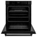 ZLINE 5-Piece Appliance Package - 30-Inch Rangetop with Brass Burners, Refrigerator, 30-Inch Electric Wall Oven, 3-Rack Dishwasher, and Convertible Wall Mount Hood in Black Stainless Steel (5KPR-RTBRH30-AWSDWV)