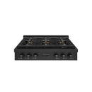 ZLINE 36-Inch Paramount Gas Rangetop with 6 Burner DuoPro™ Cooktop in Black Stainless Steel (PSRTB-36)