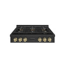 ZLINE Autograph Edition 36-Inch Paramount Gas Rangetop with 6 Burner DuoPro™ Cooktop in Black Stainless Steel and Champagne Bronze Accents (PSRTBZ-36-CB)