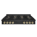 ZLINE Autograph Edition 48-Inch Paramount Gas Rangetop with 8 Burner DuoPro™ Cooktop in Black Stainless Steel and Polished Gold Accents (PSRTBZ-48-G)
