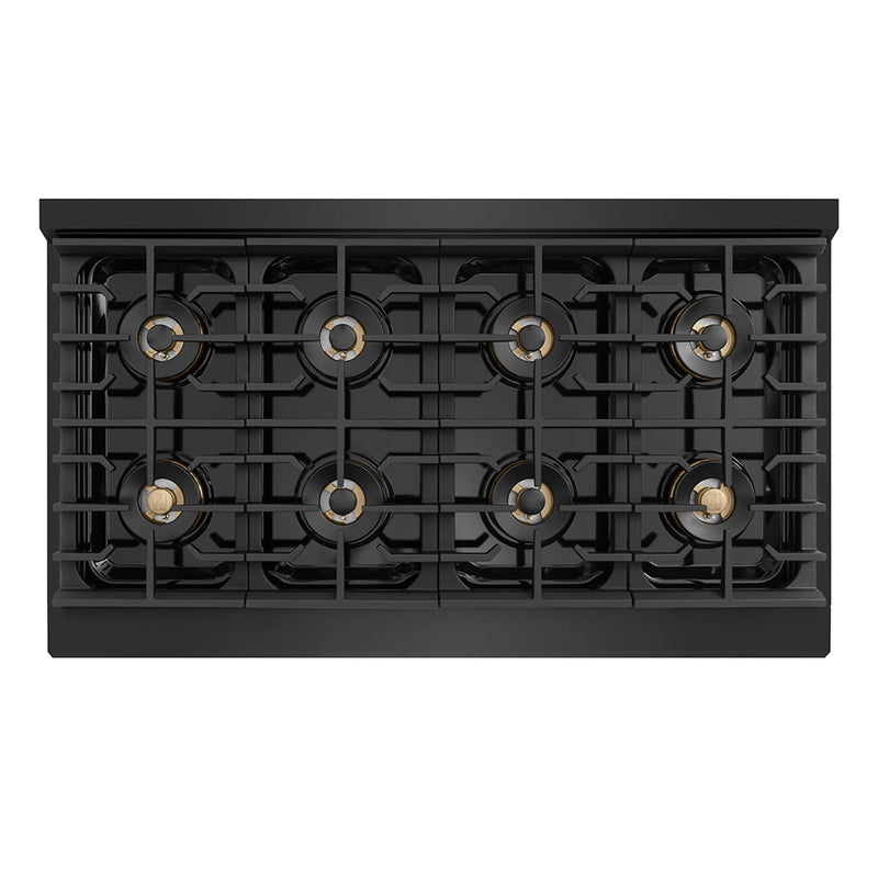ZLINE Autograph Edition 48-Inch Paramount Gas Rangetop with 8 Burner DuoPro™ Cooktop in Black Stainless Steel and Polished Gold Accents (PSRTBZ-48-G)