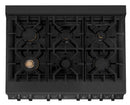 ZLINE 5-Piece Appliance Package - 36-Inch Legacy Dual Fuel Range, Wall Mount Range Hood, 36-Inch French Door Refrigerator, Dishwasher, and 30-Inch Microwave Drawer in Black Stainless Steel