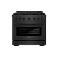 ZLINE 36-Inch 5.2 Cu. Ft. Paramount Dual Fuel Range with 6 Burner Gas Cooktop and Electric Convection Oven in Black Satin (SDRBS-36)