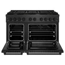 ZLINE 48-Inch 6.7 Cu. Ft. Paramount Double Oven Dual Fuel Range with 8 Burner Gas Cooktop in Black Satin Stainless Steel (SDRBS-48)
