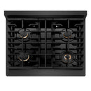 ZLINE 30-Inch 4.2 Cu. Ft. Paramount Dual Fuel Range with Gas Cooktop in Black Satin Stainless Steel with 4 Brass Burners (SDRBS-BR-30)