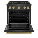 ZLINE Autograph 30-Inch 4.2 Cu. Ft. Paramount Dual Fuel Range with 4 Burner Gas Cooktop in Black Satin with Champagne Bronze Accents (SDRBSZ-30-CB)
