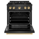 ZLINE Autograph 30-Inch 4.2 Cu. Ft. Paramount Dual Fuel Range with 4 Burner Gas Cooktop in Black Satin with Gold Accents (SDRBSZ-30-G)