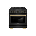 ZLINE Designer 30-Inch 4.2 Cu. Ft. Dual Fuel Range with 4 Burner Gas Cooktop in Black Satin with Black and Champagne Bronze Helix Handle (SDRBSZ-30-MBCB)