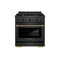 ZLINE Designer 30-Inch 4.2 Cu. Ft. Dual Fuel Range with 4 Burner Gas Cooktop in Black Satin with Black and Champagne Bronze Helix Handle (SDRBSZ-30-MBCB)