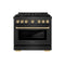 ZLINE Autograph 36-Inch 5.2 Cu. Ft. Paramount Dual Fuel Range with 6 Burner Gas Cooktop in Black Satin with Gold Accents (SDRBSZ-36-G)