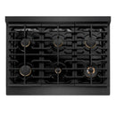 ZLINE Designer 36-Inch 5.2 Cu. Ft. Dual Fuel Range with 6 Burner Gas Cooktop in Black Satin with Black and Champagne Bronze Helix Handle (SDRBSZ-36-MBCB)
