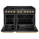 ZLINE Autograph 48-Inch 6.7 Cu. Ft. Paramount Dual Fuel Range with 8 Burner Gas Cooktop in Black Satin and Champagne Accents (SDRBSZ-48-CB)
