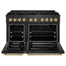 ZLINE Autograph 48-Inch 6.7 Cu. Ft. Paramount Dual Fuel Range with 8 Burner Gas Cooktop in Black Satin and Gold Accents (SDRBSZ-48-G)