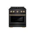 ZLINE Autograph 30-Inch 4.2 Cu. Ft. Dual Fuel Range with 4 Burner DuoPro Cooktop in Black Satin Stainless and Champagne Accents (PSDRBSZ-30-CB)