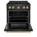 ZLINE Autograph 30-Inch 4.2 Cu. Ft. Dual Fuel Range with 4 Burner DuoPro Cooktop in Black Satin Stainless and Champagne Accents (PSDRBSZ-30-CB)