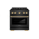 ZLINE Autograph 30-Inch 4.2 Cu. Ft. Paramount Dual Fuel Range with 4 Burner DuoPro Cooktop in Black Satin and Gold Accents (PSDRBSZ-30-G)