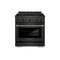 ZLINE Designer 30-Inch 4.2 Cu. Ft. Dual Fuel Range with 4 Burner DuoPro Cooktop in Black Satin with Black and Champagne Bronze Handle (PSDRBSZ-30-MBCB)