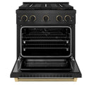 ZLINE Designer 30-Inch 4.2 Cu. Ft. Dual Fuel Range with 4 Burner DuoPro Cooktop in Black Satin with Black and Champagne Bronze Handle (PSDRBSZ-30-MBCB)