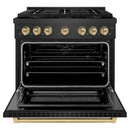ZLINE Autograph 36-Inch 5.2 Cu. Ft. Paramount Dual Fuel Range with 6 Burner DuoPro Cooktop in Black Satin and Champagne Accents (PSDRBSZ-36-CB)