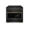 ZLINE Designer 36-Inch 5.2 Cu. Ft. Dual Fuel Range with 6 Burner DuoPro Cooktop in Black Satin with Black and Champagne Accents (PSDRBSZ-36-MBCB)