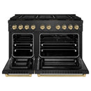 ZLINE Autograph 48-Inch 6.7 Cu. Ft. Paramount Dual Fuel Range with 8 Burner DuoPro Cooktop in Black Satin and Champagne Accents (PSDRBSZ-48-CB)