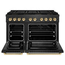 ZLINE Autograph 48-Inch 6.7 Cu. Ft. Paramount Dual Fuel Range with 8 Burner DuoPro Cooktop in Black Satin and Gold Accents (PSDRBSZ-48-G)