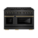 ZLINE Designer 48-Inch 6.7 Cu. Ft. Dual Fuel Range with 8 Burner DuoPro Cooktop in Black Satin with Black and Champagne Accents (PSDRBSZ-48-MBCB)