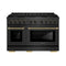 ZLINE Designer 48-Inch 6.7 Cu. Ft. Dual Fuel Range with 8 Burner DuoPro Cooktop in Black Satin with Black and Champagne Accents (PSDRBSZ-48-MBCB)