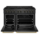 ZLINE Designer 48-Inch 6.7 Cu. Ft. Dual Fuel Range with 8 Burner DuoPro Cooktop in Black Satin with Black and Champagne Accents (PSDRBSZ-48-MBCB)