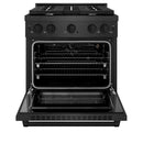 ZLINE 30-Inch 4.2 Cu. Ft. Paramount Gas Range with 4 Burner Cooktop and Convection Gas Oven in Black Satin (SGRBS-30)