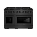 ZLINE 48-Inch 6.7 Cu. Ft. Paramount Double Oven Gas Range with 8 Burner Cooktop in Black Satin Stainless Steel (SGRBS-48)