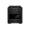 ZLINE 30-Inch 4.2 Cu. Ft. Paramount Gas Range with Convection Gas Oven in Black Satin Stainless Steel with 4 Brass Burners (SGRBS-BR-30)
