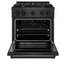 ZLINE 30-Inch 4.2 Cu. Ft. Paramount Gas Range with Convection Gas Oven in Black Satin Stainless Steel with 4 Brass Burners (SGRBS-BR-30)