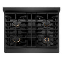 ZLINE 30-Inch 4.2 Cu. Ft. Paramount Gas Range with Convection Gas Oven in Black Satin Stainless Steel with 4 Brass Burners (SGRBS-BR-30)