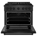 ZLINE 36-Inch 5.2 Cu. Ft. Paramount Gas Range with Convection Gas Oven in Black Satin Stainless Steel with 6 Brass Burners (SGRBS-BR-36)