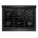 ZLINE 36-Inch 5.2 Cu. Ft. Paramount Gas Range with Convection Gas Oven in Black Satin Stainless Steel with 6 Brass Burners (SGRBS-BR-36)