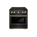 ZLINE Autograph 30-Inch 4.2 Cu. Ft. Paramount Gas Range with 4 Burner Cooktop in Black Satin and Champagne Accents (SGRBSZ-30-CB)