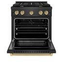 ZLINE Autograph 30-Inch 4.2 Cu. Ft. Paramount Gas Range with 4 Burner Cooktop in Black Satin and Champagne Accents (SGRBSZ-30-CB)
