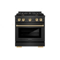 ZLINE Autograph 30-Inch 4.2 Cu. Ft. Paramount Gas Range with 4 Burner Cooktop Oven in Black Satin and Gold Accents (SGRBSZ-30-G)
