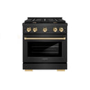 ZLINE Autograph 30-Inch 4.2 Cu. Ft. Paramount Gas Range with 4 Burner Cooktop Oven in Black Satin and Gold Accents (SGRBSZ-30-G)