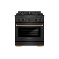 ZLINE Designer 30-Inch 4.2 Cu. Ft. Paramount Gas Range with 4 Burner Cooktop in Black Satin with Black and Champagne Bronze Helix Handle (SGRBSZ-30-MBCB)