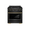 ZLINE Designer 30-Inch 4.2 Cu. Ft. Paramount Gas Range with 4 Burner Cooktop in Black Satin with Black and Champagne Bronze Helix Handle (SGRBSZ-30-MBCB)