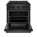 ZLINE 30-Inch 4.2 Cu. Ft. Paramount Gas Range with 4 Burner DuoPro™ Cooktop and Convection Oven in Black Satin Stainless Steel (PSGRBS-30)