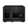 ZLINE 48-Inch 6.7 Cu. Ft. Paramount Gas Range with 8 Burner DuoPro™ Cooktop and Dual Ovens in Black Satin Stainless Steel (PSGRBS-48)