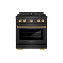 ZLINE Autograph 30-Inch 4.2 Cu. Ft. Paramount Gas Range with 4 Burner DuoPro Cooktop in Black Satin and Champagne Accents (PSGRBSZ-30-CB)