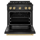 ZLINE Autograph 30-Inch 4.2 Cu. Ft. Paramount Gas Range with 4 Burner DuoPro Cooktop in Black Satin and Champagne Accents (PSGRBSZ-30-CB)