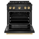 ZLINE Autograph 30-Inch 4.2 Cu. Ft. Paramount Gas Range with 4 Burner DuoPro Cooktop in Black Satin and Gold Accents (PSGRBSZ-30-G)