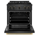 ZLINE Designer 30-Inch 4.2 Cu. Ft. Gas Range with 4 Burner DuoPro Cooktop in Black Satin with Black and Champagne Bronze Helix Handle (PSGRBSZ-30-MBCB)